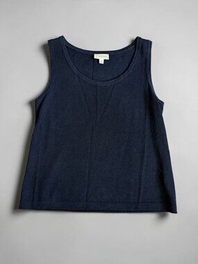 ST JOHN SPORT Vintage Navy Blue Black Knit Tank Top Size Medium